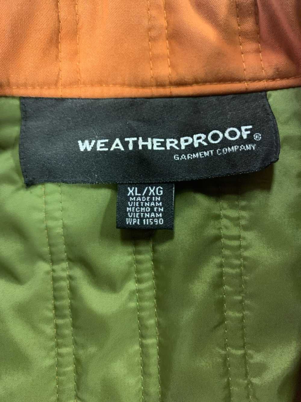 Orange Quilted Weatherproof Jacket with Olive Lining - Women's XL - Picture 5 of 7